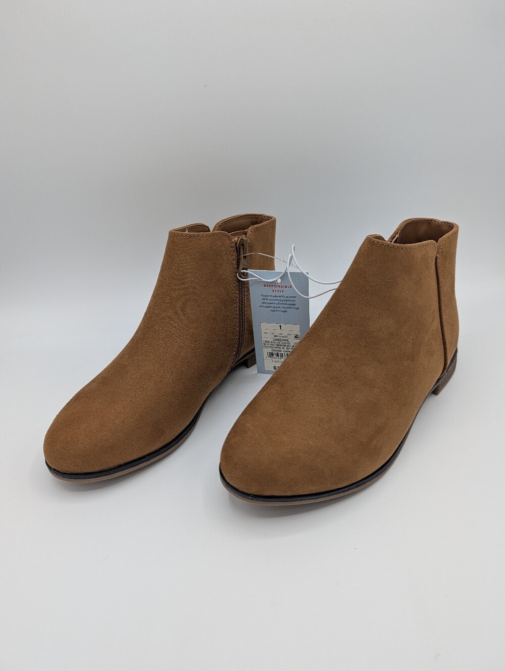 Cat & Jack Girls Cognac Suede Ankle Boots - NWT Size 1